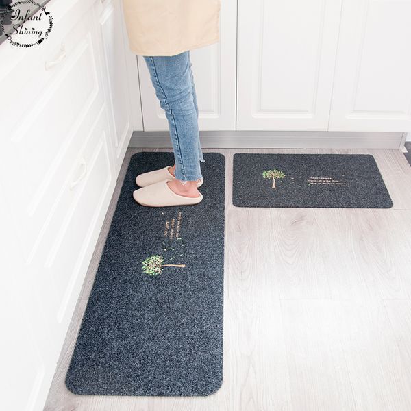 

infant shining 2pcs floor mats anti-skiddin water uptake oil absorption carpet long kitchen door bathroom mat door bedroom mat