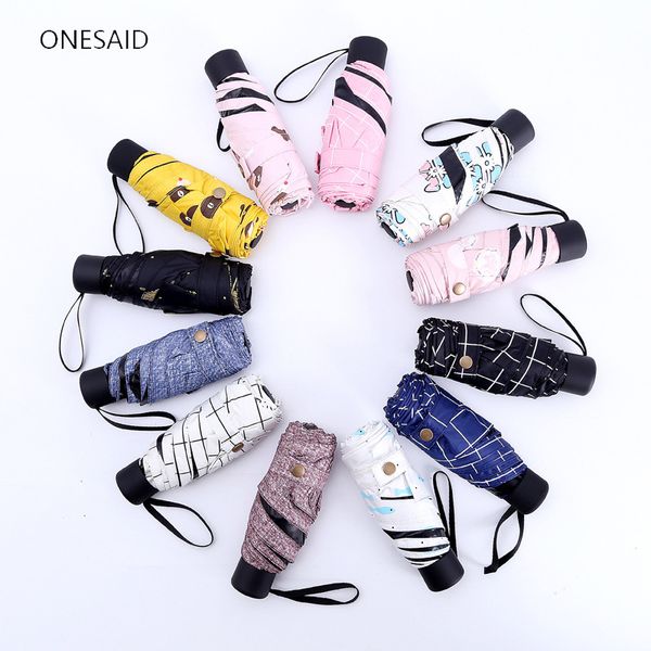 

women sunny and rainy umbrellas female pink floral print anti-uv five-folding umbrella women mini pocket umbrella small parasol