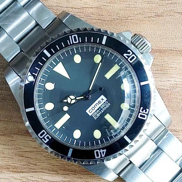 

wristwatch vintage #5514 asia movement automatic mechanical movement stainless steel fashion brand men's watch wristwatch, Slivery;brown