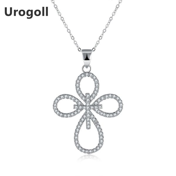 

cute flower cross pendant necklaces fashion jewelry 925 sterling silver necklaces for women fine jewelry gifts