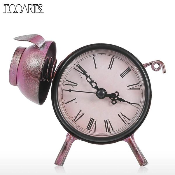 

tooarts vintage piggy clock handmade vintage metal figurine practical mute table clock home decor home decoration accessories