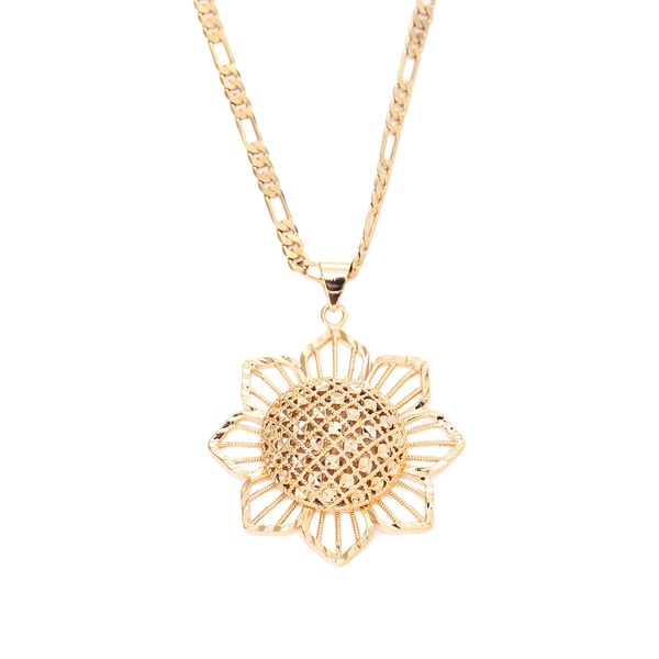 

sunflower pendant women gold plated african jewelry trendy african necklace, Silver