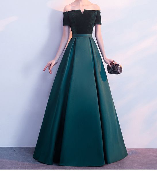 

elegant evening dresses strapless satin with velvet long prom dresses dark green,black, red,blue custom made plus size formal dress