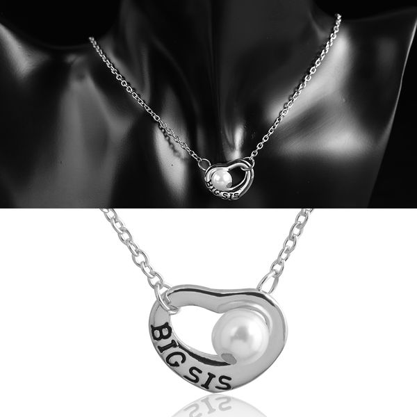 

little sister big sister pendant necklace set necklace all matching fashion jewelry gift, Silver