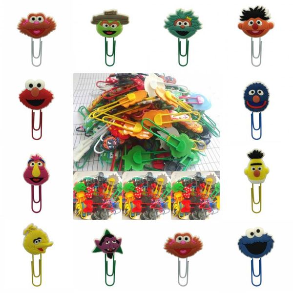 

100pcs sesame street cartoon bookmark metal paper clips stationery bookmarks book holder school office supplies party gifts