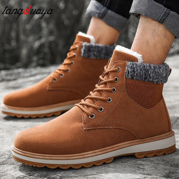 

men winter boots snow boots men winter shoes male casual shoes ankle martin sneakers high botas hombre, Black