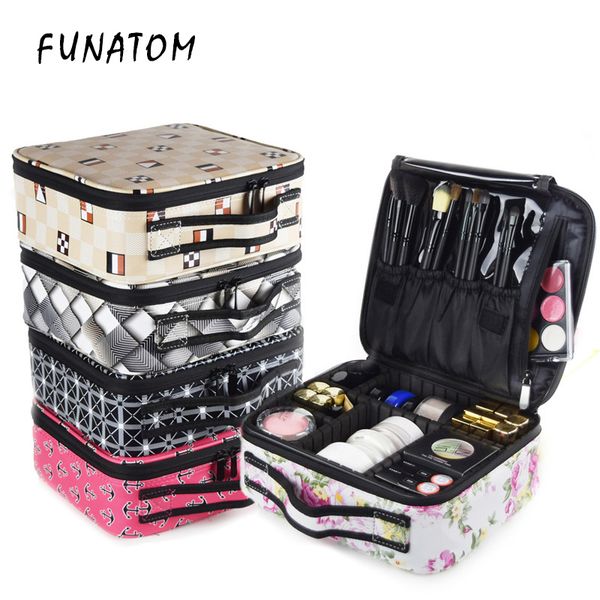 

new professional makeup bag women cosmetic case female korean pu leather makeup box large capacity travel wash bags