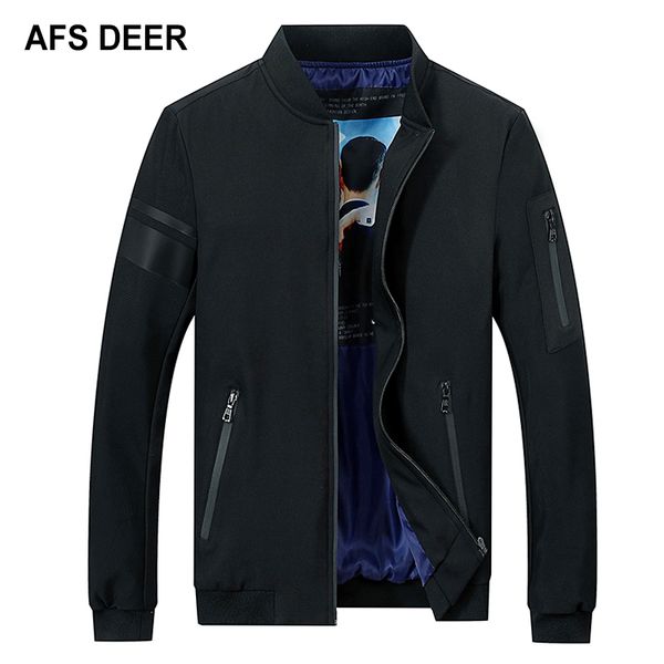 

business men jacket autumn casual coat male jacket thin boy clothing 2018 slim stand collar black bomber for men outwear, Black;brown