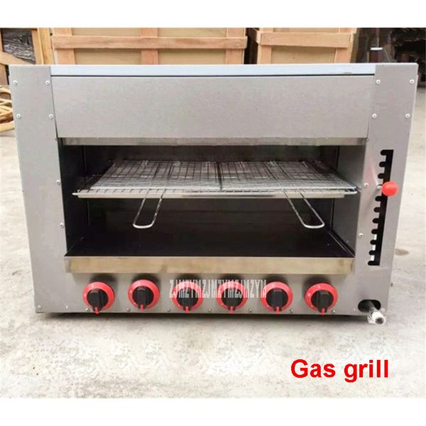 

commercial gas surface stove barbecue stove six gas oven infrared spot grilled fish grill stainless steel material