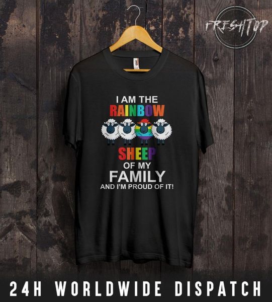 

2018 fashion i am the rainbow sheep of my family t shirt gift gay lesbian pride lgbt equality tee shirt, White;black