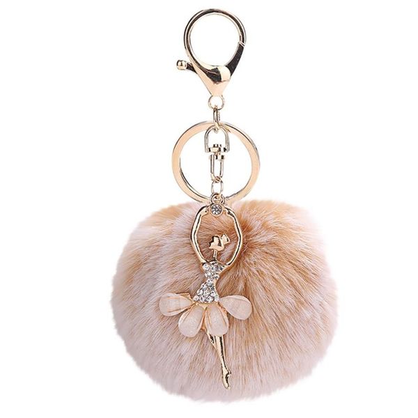 

gemixi 8cm cute dancing angel keychain pendant women key ring holder pompoms key chains gifts for women bag accessories 4.2, Silver