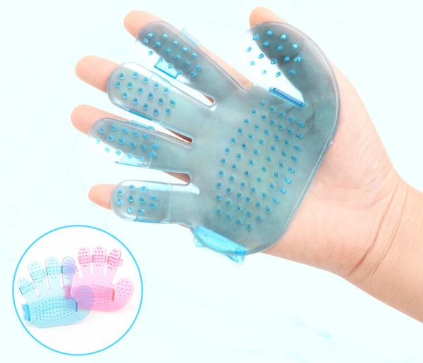 

pet кисти голве ясно митт deshedding мягким зоосалон купание массаж кисти гребень синий и розовый