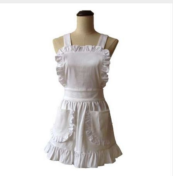 Grembiule da cucina da donna in cotone bianco stile giapponese elegante arruffato cosplay per adulti Avental Tablier de Cuisine Grembiule corto