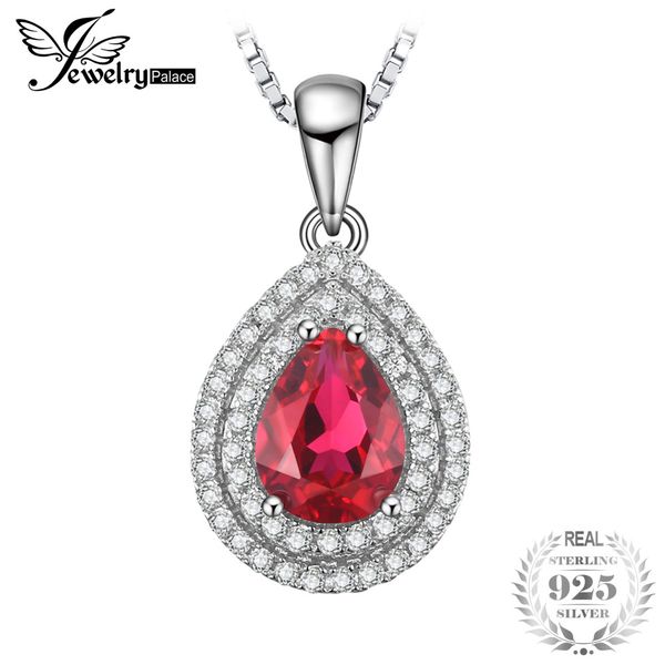 

jewelrypalace dainty pear 1.8ct created red ruby pendant real 925 sterling silver fine jewelry accessories not include the chain