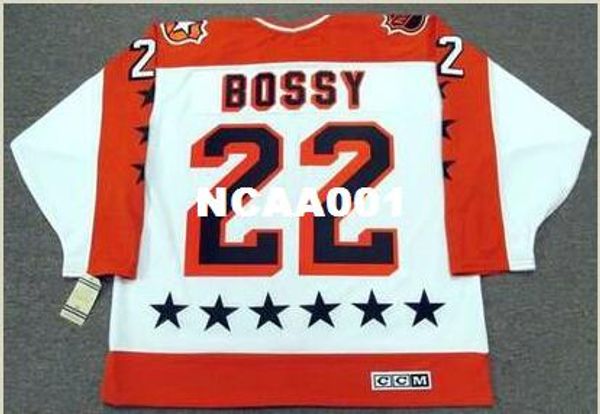 

men #22 mike bossy 1986 wales "all star" ccm vintage retro home hockey jersey or custom any name or number retro jersey, Black;red
