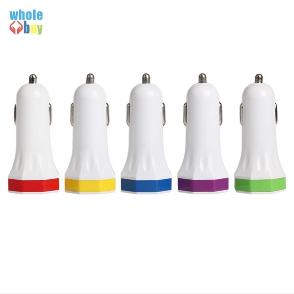 

colorful 5 colors gossip octagon octagonal style 2usb 5v 2.1a 1a car charge adapter factory wholesale for callphone 500pcs/lot