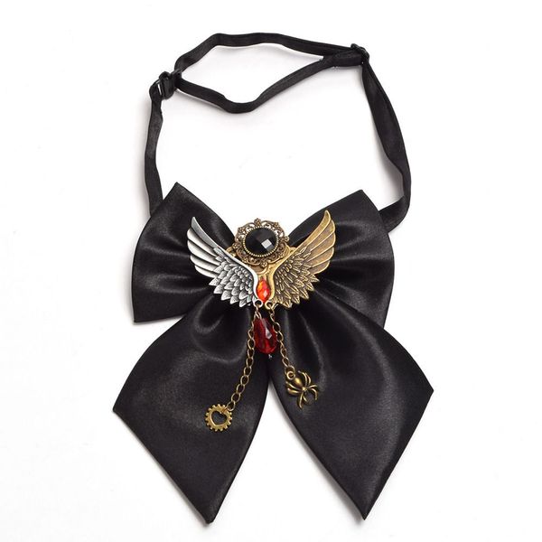 

vintage steampunk gothic black bow tie skull gear decoration, Black;blue