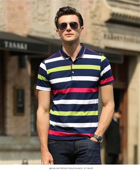 

мужской лацкане с коротким рукавом лето пряжа окрашенная полоса футболка половина рукав рубашки мода топы мужская большой ярдов хлопок ж-002, White;black