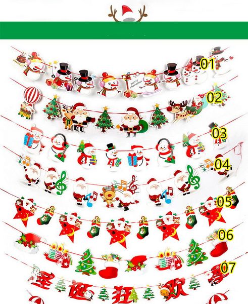 2020 Christmas Cartoon Party Flag Banner Colorful Pennant