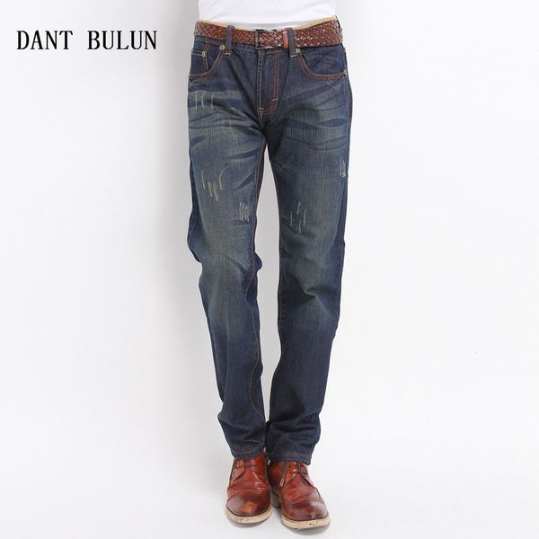 

dant bulun new superior quality mens jeans classic casual cotton washed man jeans straight fit denim pants business trousers, Blue
