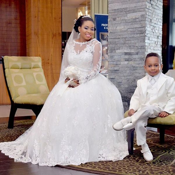 

африканские свадебные платья с длинным рукавом новые прозрачные жемчужные кружевные аппликации тюль свадебные платья застежка-молния потряса, White