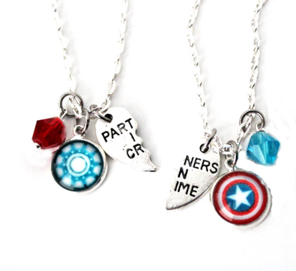 

6 пара / лот Стив Тони БФФ ожерелье комплект Marvel Стив Роджерс Тони Старк Капитан Ам