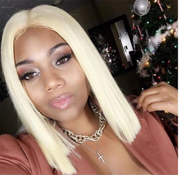 613 Lace Front Wig Blonde Ombre Brazilian Remy Human Hair Short