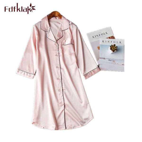 

fdfklak casual large size night dress women summer silk nightgowns female sleepwear nightshirt ladies nightwear sleepshirt, Black;red