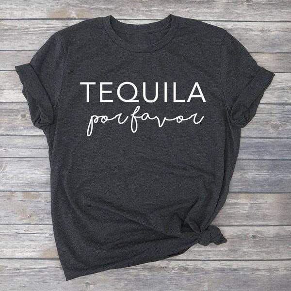 Women S Tee Tequila Por Favor Funny Tequila Shirt Women Graphic Tee Fashion Slogan Funny Drinking Lover Quote Vacation Tshirt Workout Shirt Offensive