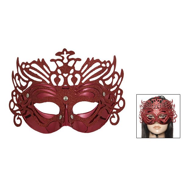 

boutique ladies glittery plastic masquerade mardi gras party mask red