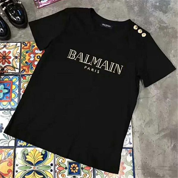 

2019 women pari brand gold buckle t hirt woman cotton hort leeve t hirt for women top tee ize xl
