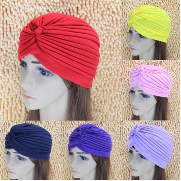 2017 Hüte Mützen Solide Erwachsene Aktiv Polyester Unisex Indische Dehnbare Turban Hut Wrap Cap Headwrap Cloche Bandanas TO193