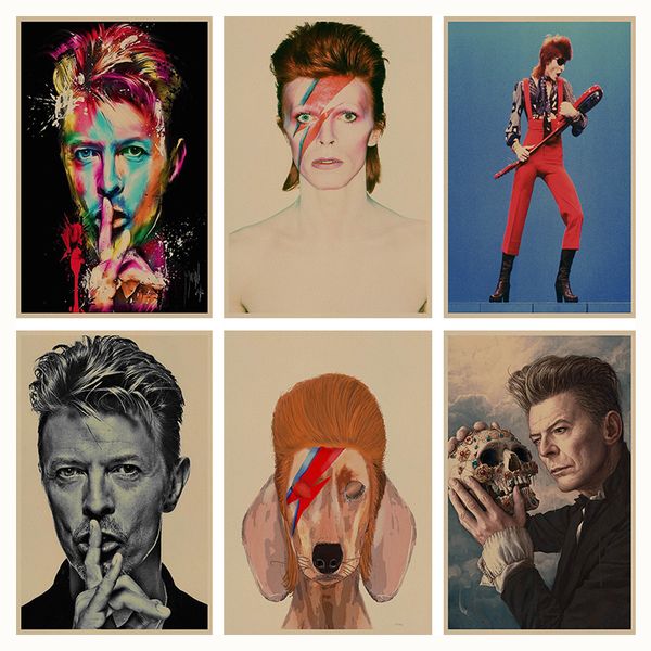 

david bowie retro poster retro kraft paper bar cafe home decor painting wall sticker