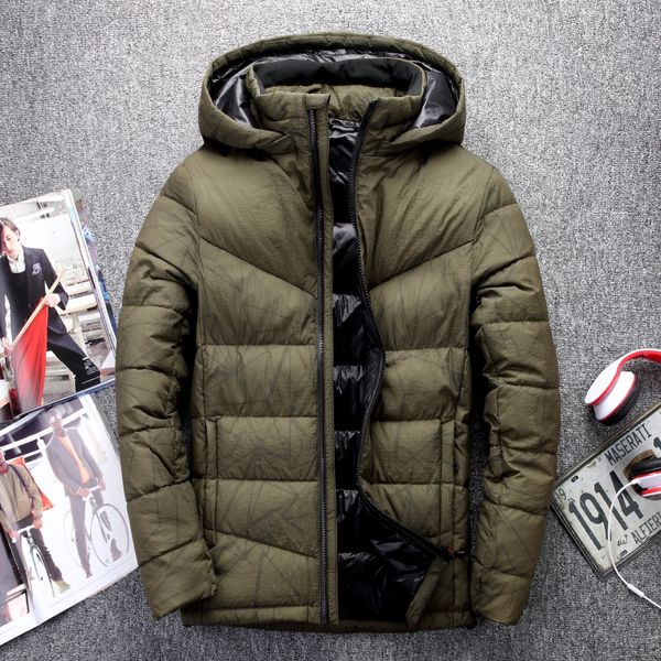 

2018 new winter thick down jackets men brand clothing casual white duck down spliced coats fashion men outerwear ing, Black