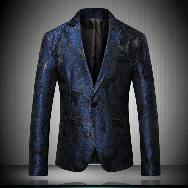 

male jacket 2018 new arrival noble flowers pattern printed mens personality slim fit floral stylish blazers for men 6602, White;black