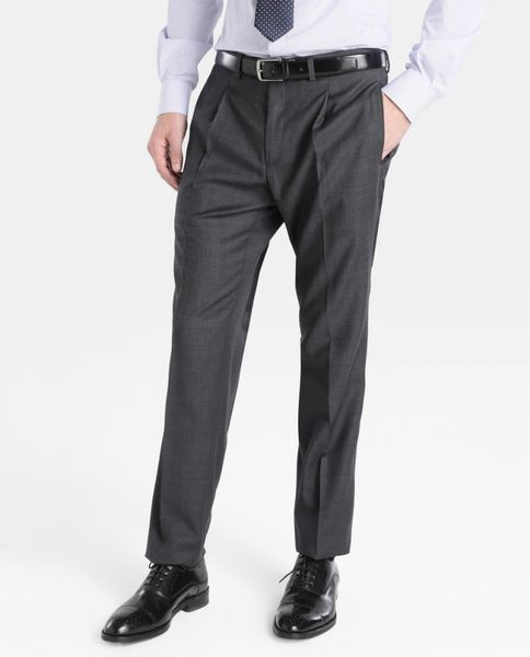 Compre Los Hombres De La Boda Se Adaptan A Los Pantalones Gris Oscuro Formal De La Manera Slim Trim Fit Casual Vestido Recto De Negocios Pantalones