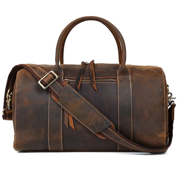 

tiding vintage men real leather travel shoulder bag cowhide suitcase fashion trip tote 30704