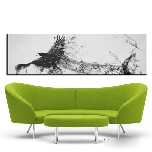 Acheter 1 Panneau Noir Et Blanc Toile Art Mural Abstrait Vol Oiseau Huile Art Peinture Mur Photos Pour Salon Chambre Décoration Art No Frame De 3328