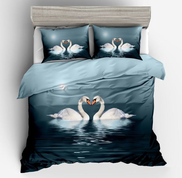

hd digital swans 3d print bedding set comforters coverlets quilt/duvet covers single twin full  super king size bed boys me