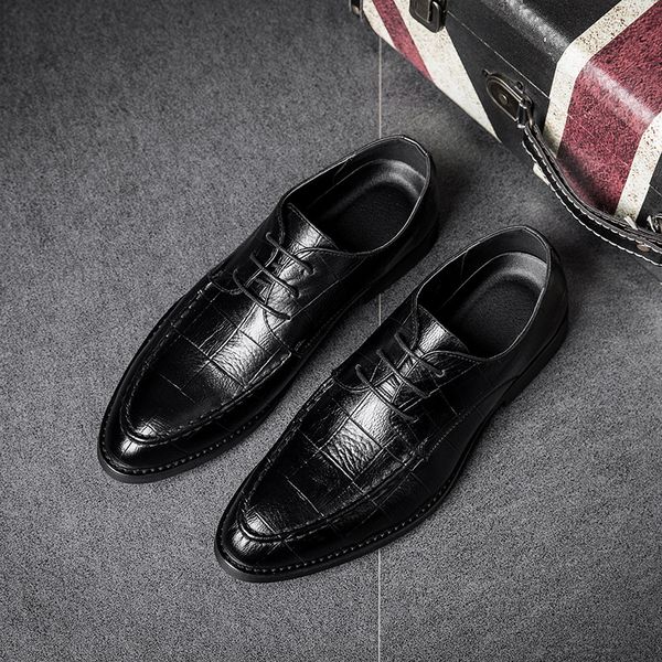 

2018 ltalian luxury designer formal mens dress shoes genuine leather black basic flats for men wedding office plus size oxford