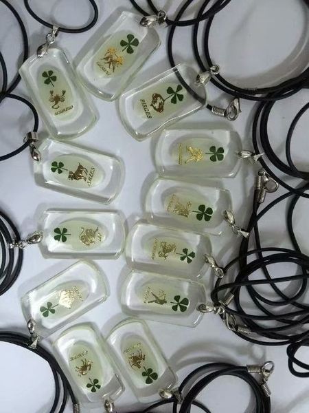 

yqtdmy 12 pcs constellation shape four leaf clover chic design pendant hot, Silver