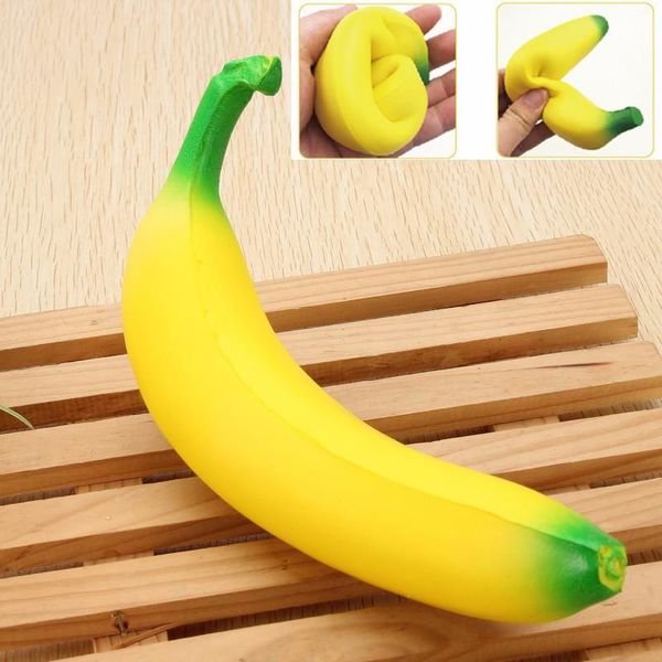 Großhandel 18 cm Gelb Squishy Banana Super Squeeze Langsam Steigende Squishies Simulation Obst Brot Kind Dekompression Spielzeug