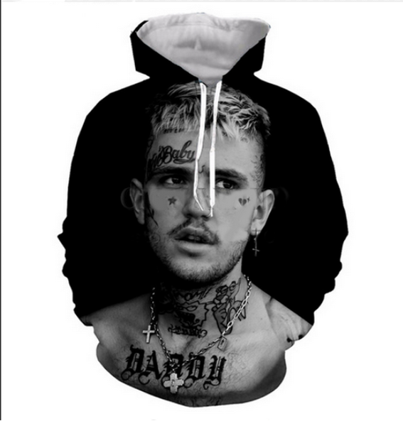 

wholesale--rapper lil peep funny 3d print men women hoodies street wear casual hip hop pockets sweatshirt clothing zgxl031, Black