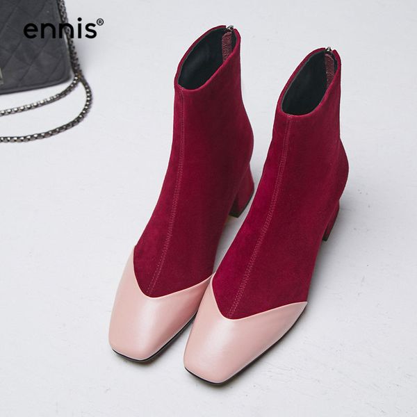 Compre Venta Al Por Mayor 2018 Señoras Botines Botas De Cuero Genuino De Las Mujeres Botas De Tacón Grueso Otoño Gamuza Invierno Negro Rojo Púrpura Compre Venta Al Por Mayor 2018 Señoras Botines Botas De Cuero Genuino De Las Mujeres Botas De Tacón Grueso Otoño Gamuza Invierno Negro Rojo Púrpura
