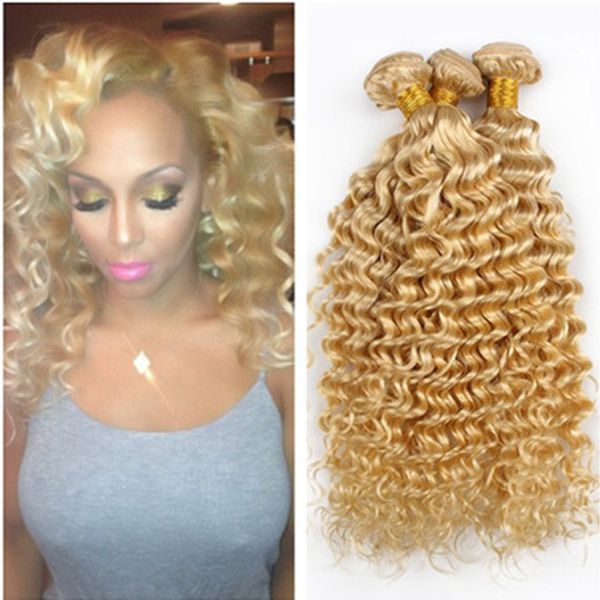 

peruvian blonde human hair bundle deals 3pcs lot deep wave wavy virgin remy hair weave bundles #613 blonde human hair wefts extensions, Black