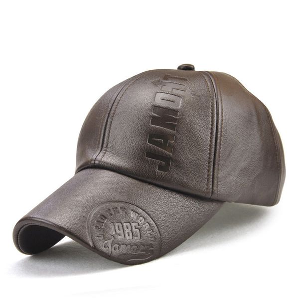 

fashion men's pu leather baseball cap dad caps autumn winter male letter leather outdoor casual snapback hat gift for father, Blue;gray