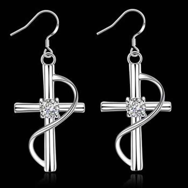 

fine 925 sterling silver dangle earring xmas trendy new style 925silver cross earrings women fashion jewelry link italy lovely xe194