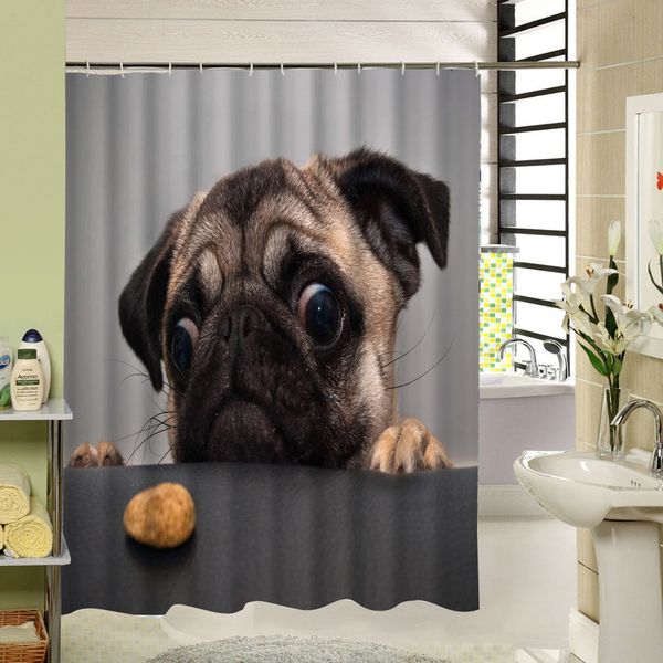 

wholesale-dog animals design polyester fabric shower curtain 180x180 cm waterproof and mildewproof bathroom curtains for kids bath decor