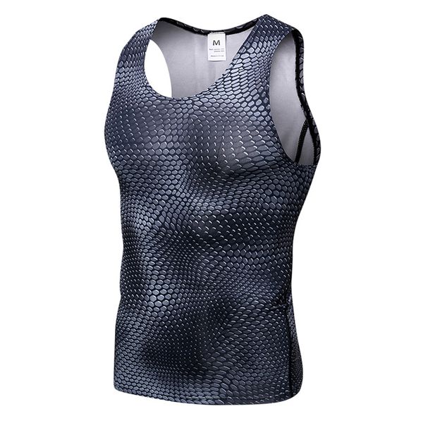 

3d sleeveless sport shirt men quick dry men' running vest snake gym clothing fitness men soccer jersey, White;black