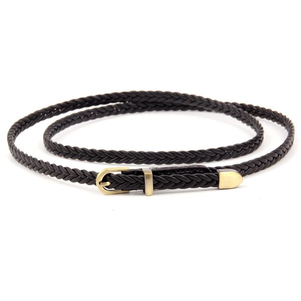 

threading knot thin pin buckle belt for women style tide mature ms. color brown, Black;brown